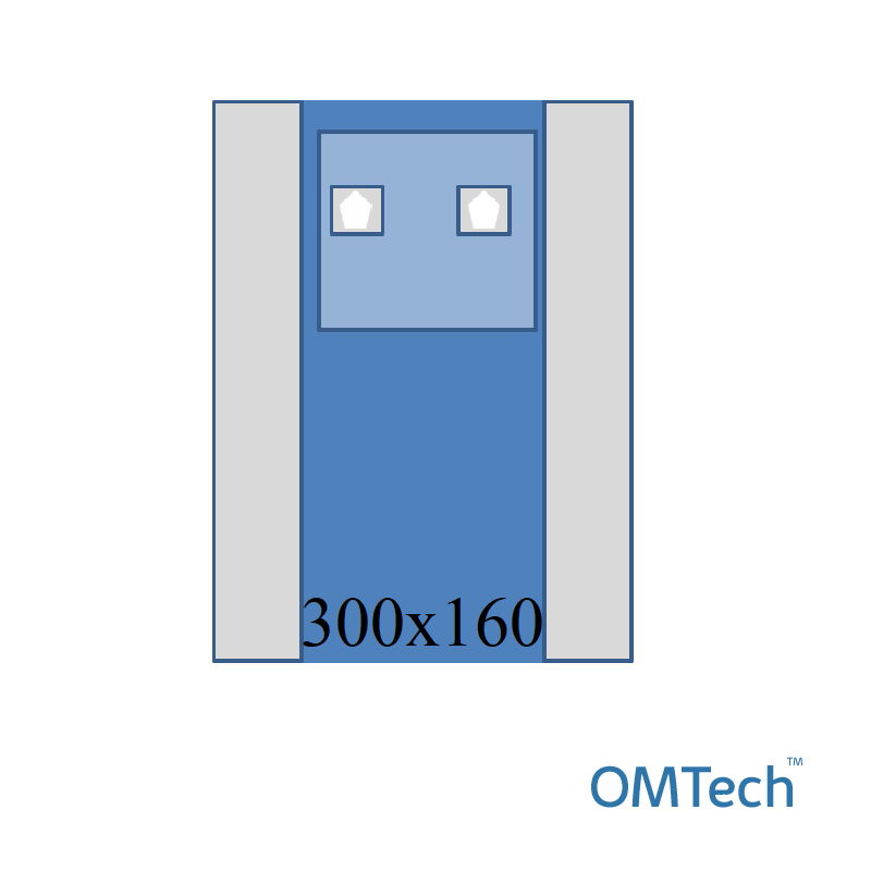 Покриття операційне OMTech™ для ангіографії №1 300см х 160см - на дугу, з двома адгезивними операційними полями 10см х 10см) (СМС - 35 г/м2), стерильне